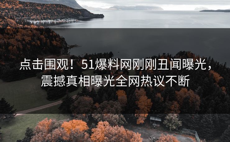 点击围观！51爆料网刚刚丑闻曝光，震撼真相曝光全网热议不断
