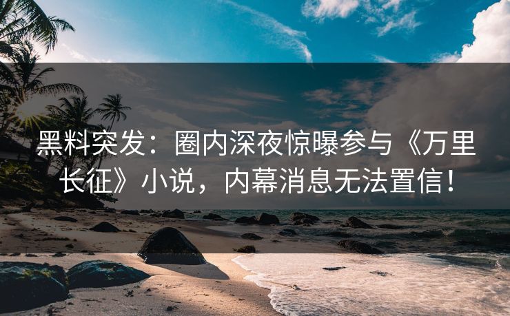 黑料突发：圈内深夜惊曝参与《万里长征》小说，内幕消息无法置信！
