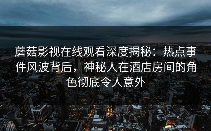 蘑菇影视在线观看深度揭秘：热点事件风波背后，神秘人在酒店房间的角色彻底令人意外