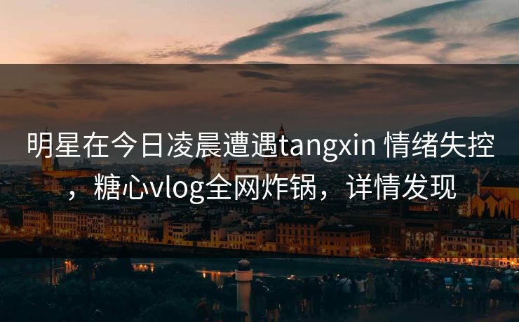 明星在今日凌晨遭遇tangxin 情绪失控，糖心vlog全网炸锅，详情发现