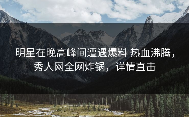 明星在晚高峰间遭遇爆料 热血沸腾,秀人网全网炸锅,详情直击