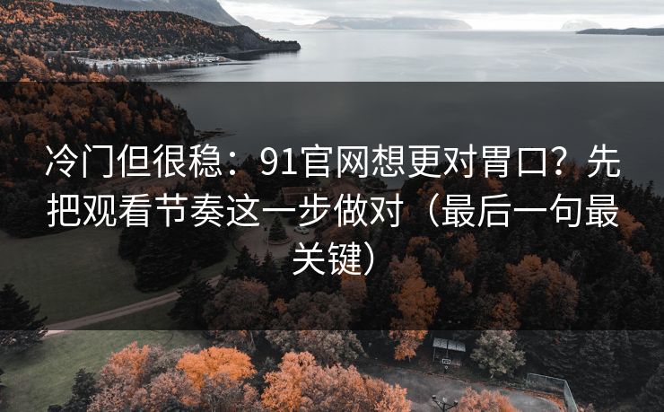 冷门但很稳：91官网想更对胃口？先把观看节奏这一步做对（最后一句最关键）